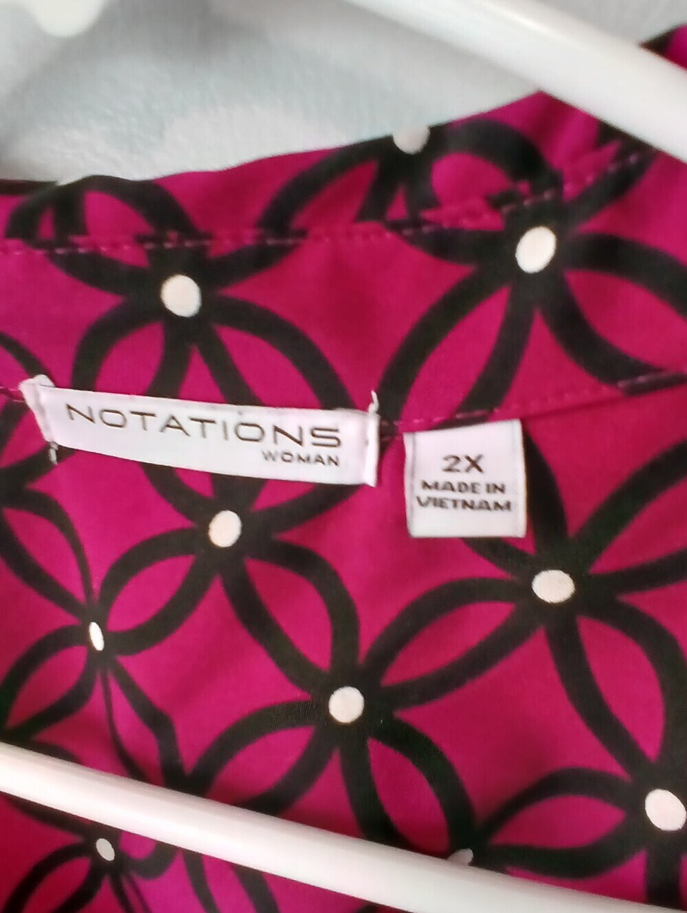 Notations Woman 2X Magenta and Black Geometric Blouse Office Church Casual - Picture 3 of 6